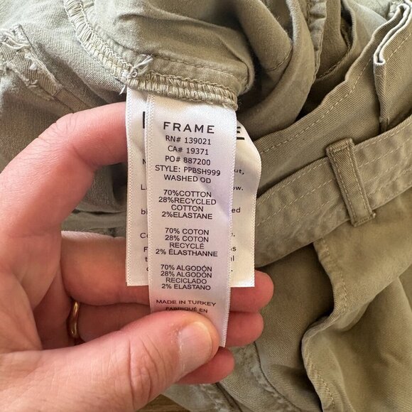 Frame Safari Belted Shorts Women's 27 Olive Green High Rise Utility Cuffed - Picture 4 of 10